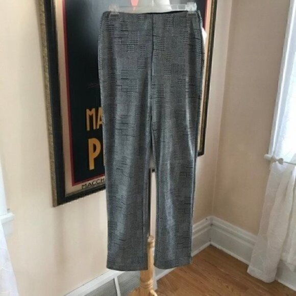 Lyssé: Black White Mixed Herringbone Ponte Pants S - Picture 2 of 10